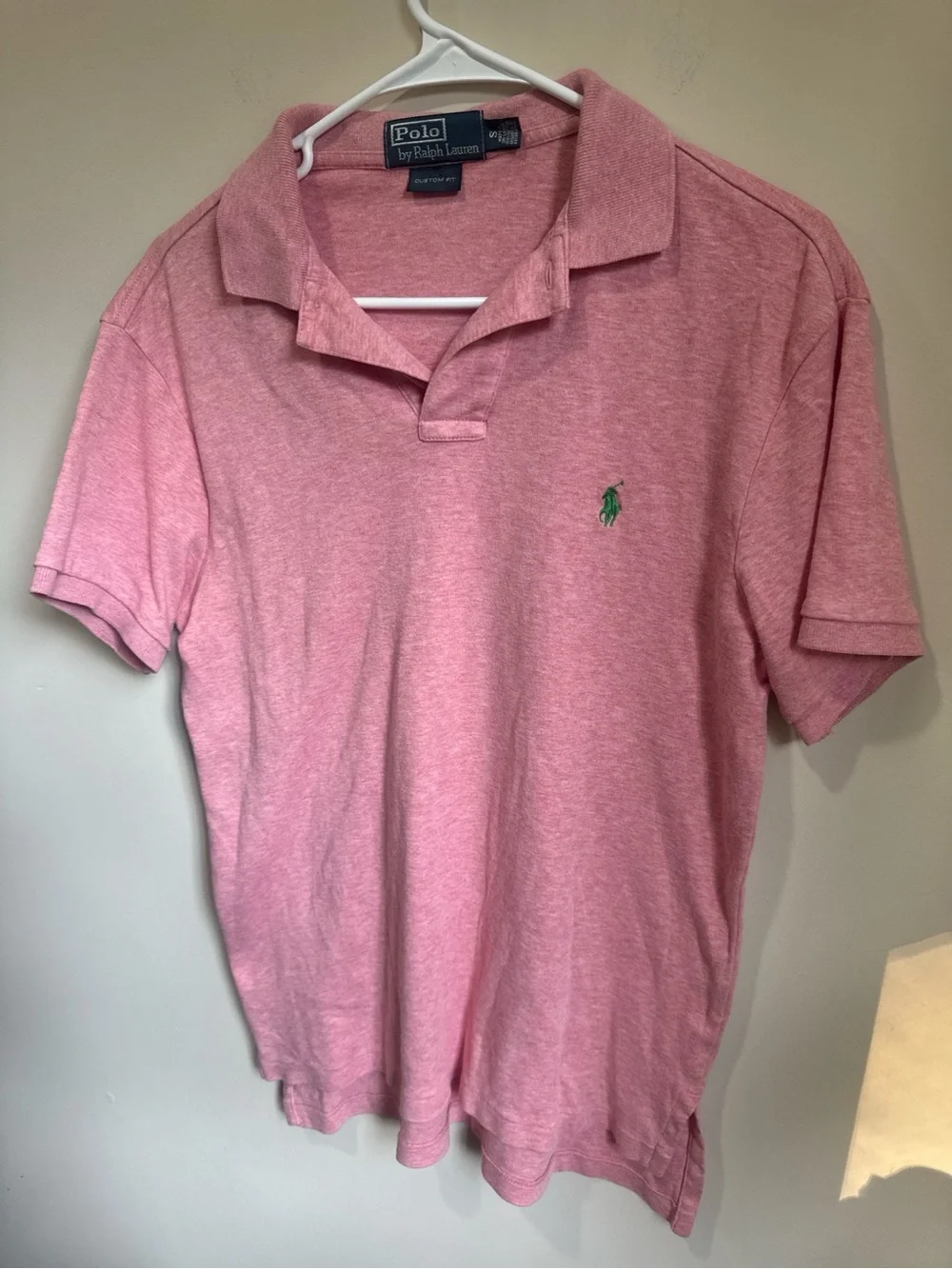 Ralph Lauren Men's Heather Pink Polo with Green Pony